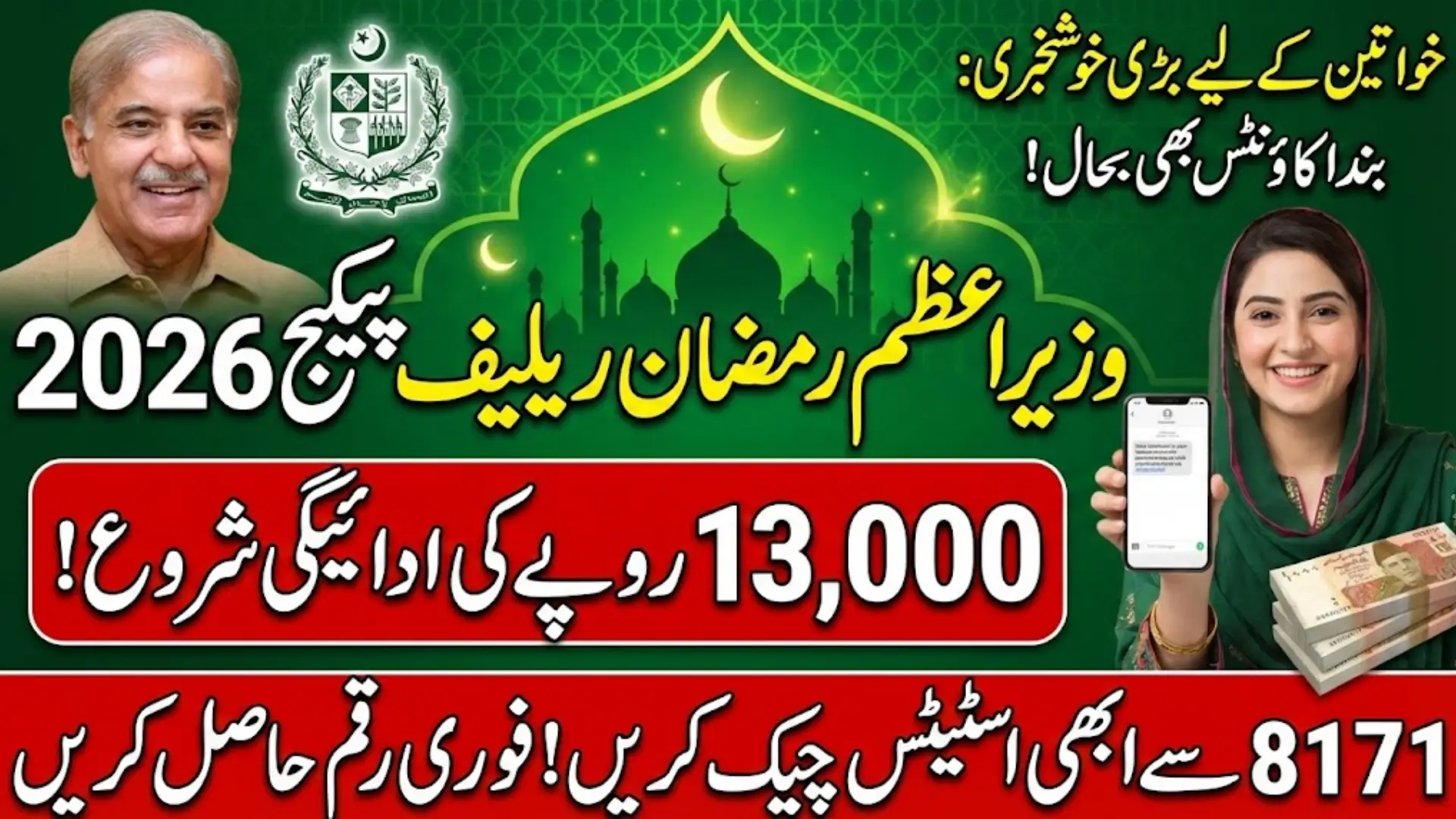 Prime Minister Ramadan Relief Package 2026 Rs. 13,000 Payment Update for Deserving Women