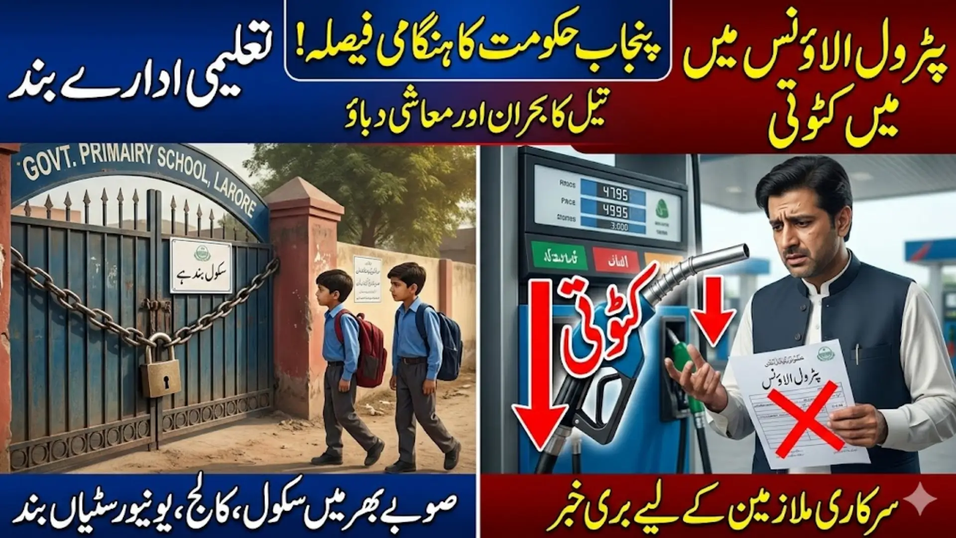 Punjab Govt Orders Closure of Schools, Announces Reduction in Fuel Allowance